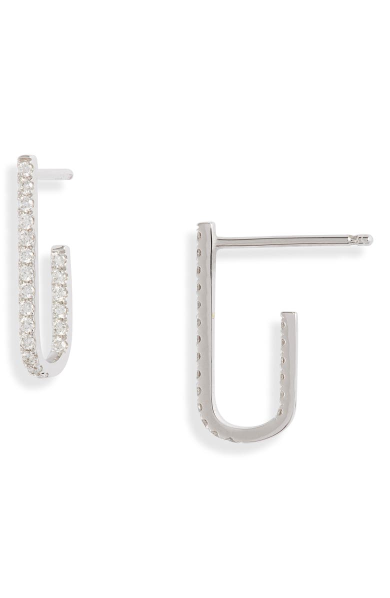 Bony Levy Small Diamond J-Hoop Earrings, Main, color,