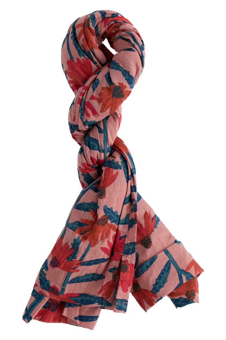 Larissa Floral Crinkled Organic Cotton Button-Up Shirt, Alternate, color, ECHINACEA STEMS ROSEHIP