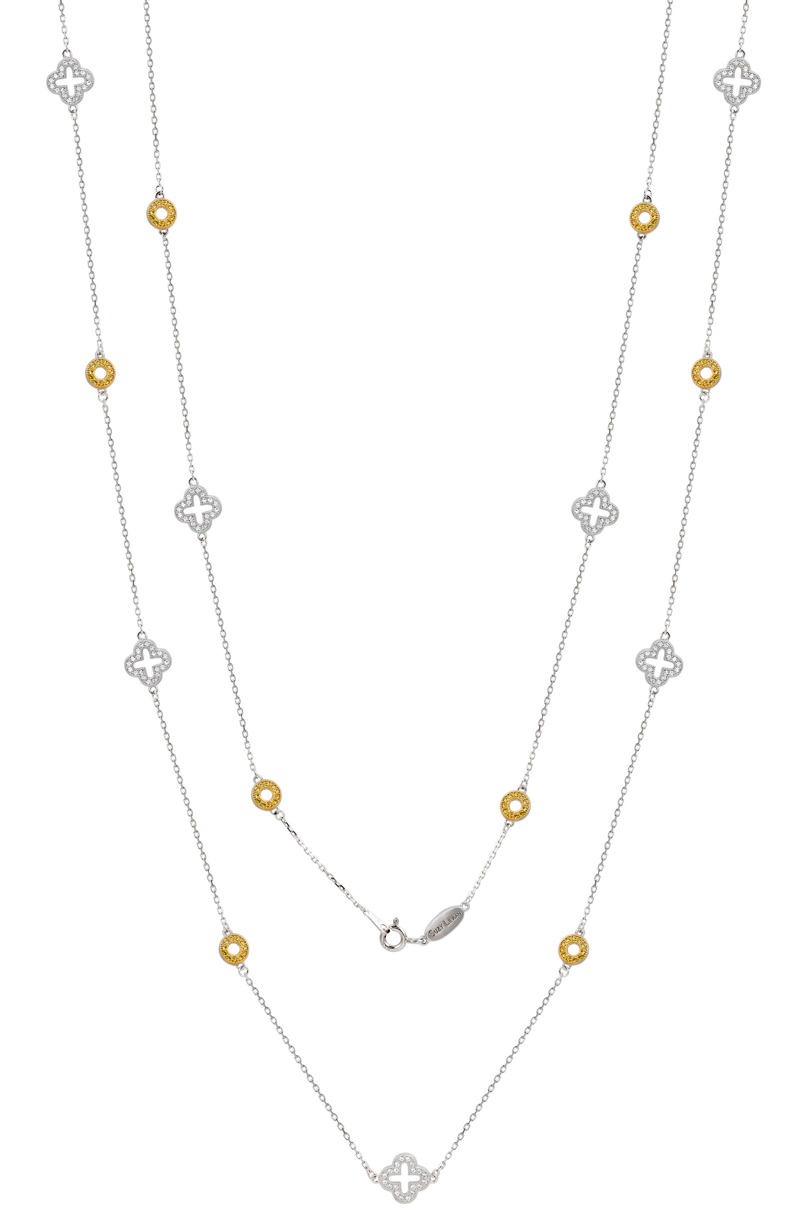SUZY LEVIAN Yellow Sapphire & Lab Grown White Sapphire Layered Station ...
