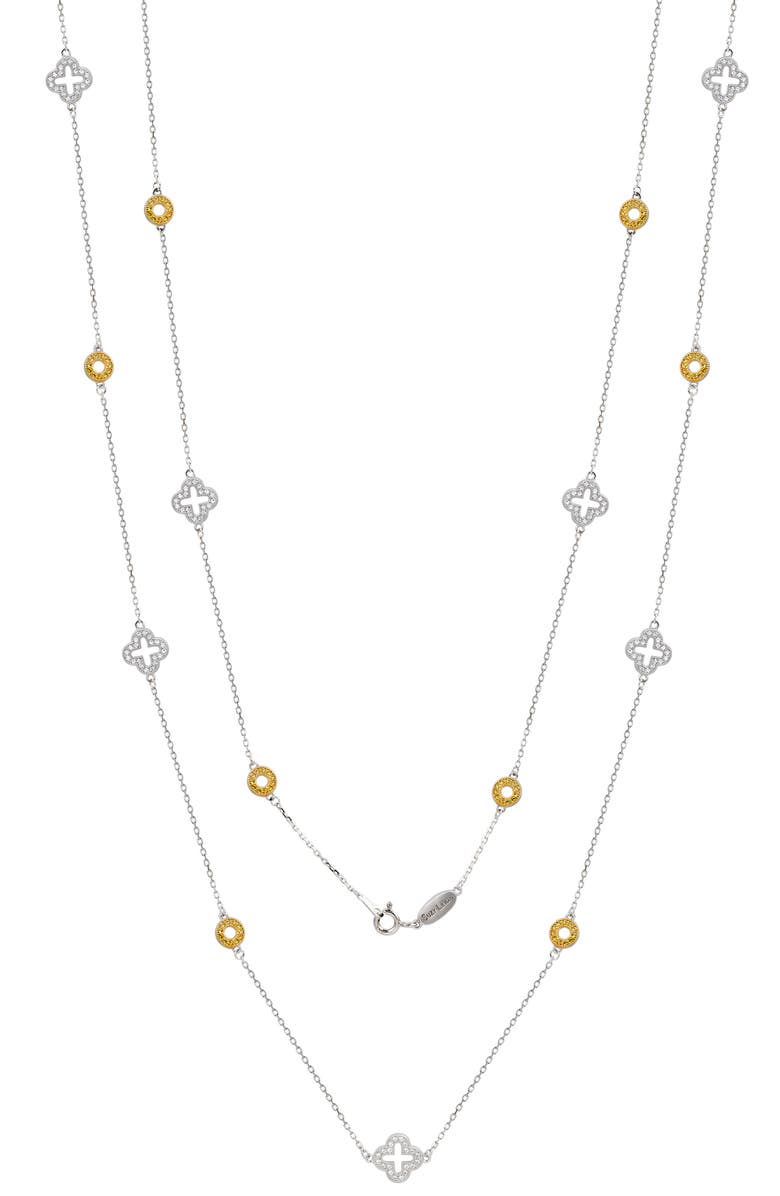 SUZY LEVIAN Yellow Sapphire & Lab Grown White Sapphire Layered Station Necklace, Alternate, color, Yellow