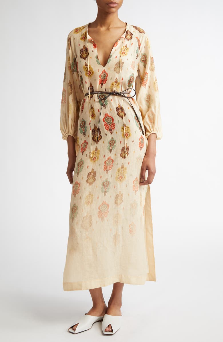 Zimmermann Wylie Dégrade Ikat Print Long Sleeve Lined Dress, Main, color, 