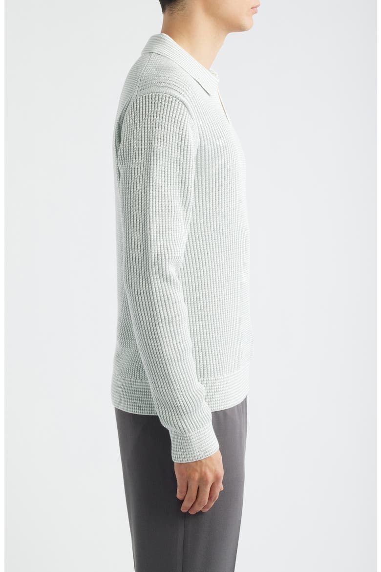 Dunbar Johnny Collar Sweater, Alternate, color, SOFT SAGE/ WHITE