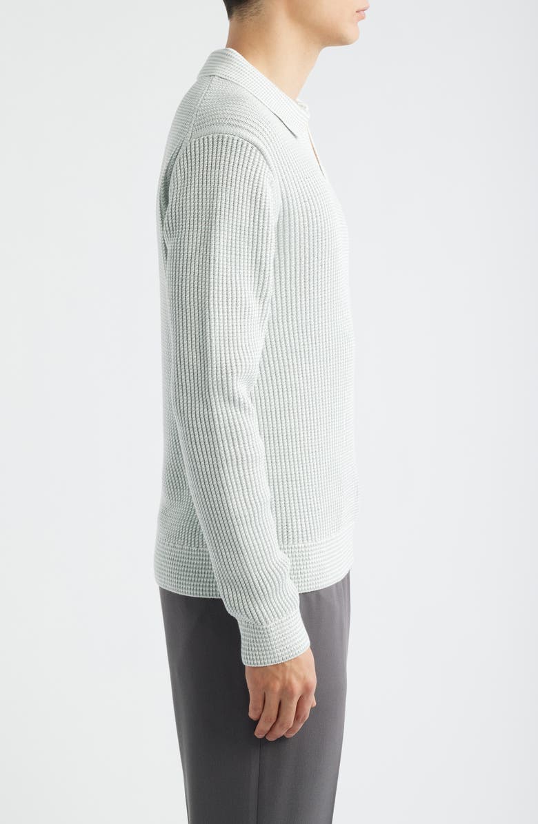 Reiss Dunbar Johnny Collar Sweater, Alternate, color, Soft Sage/ White