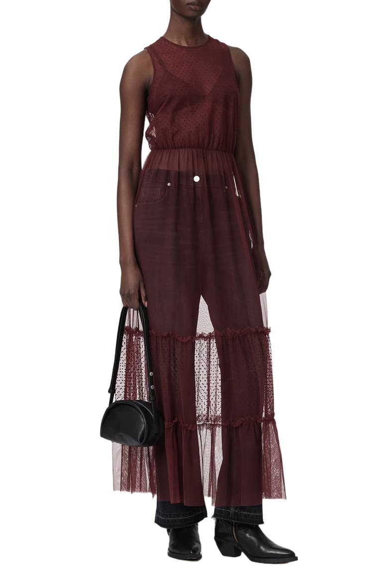 Terra Sheer Tulle Maxi Dress, Alternate, color, BURGUNDY RED