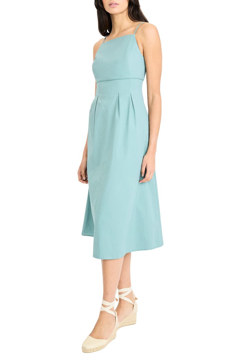 Spaghetti Strap Pleated Midi Dress, Alternate, color, MINERAL BLUE