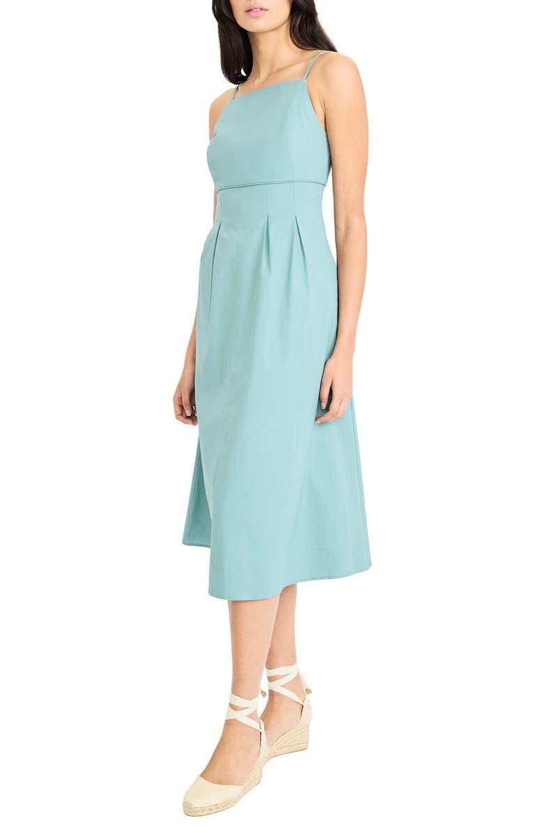 Maggy London Spaghetti Strap Pleated Midi Dress, Alternate, color, Mineral Blue