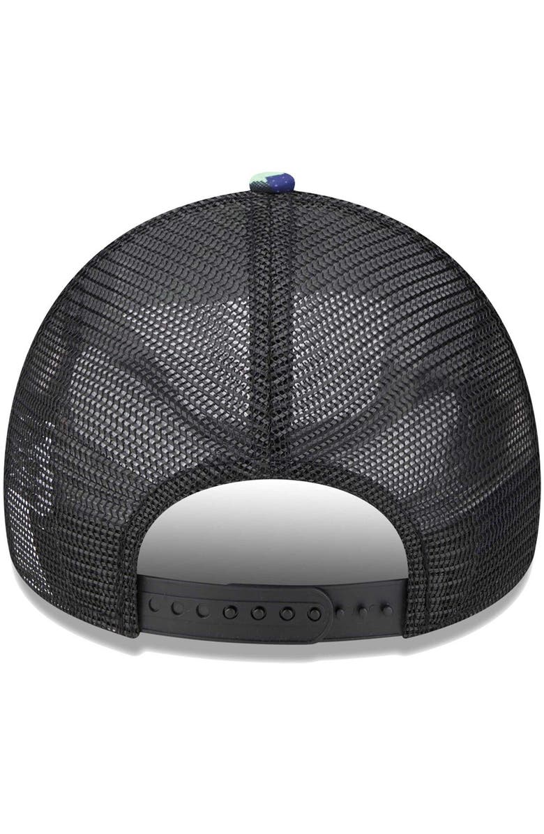 New Era Men's New Era Tottenham Hotspur Black Glitch All Over Print E-Frame Trucker Adjustable Hat, Alternate, color, Black