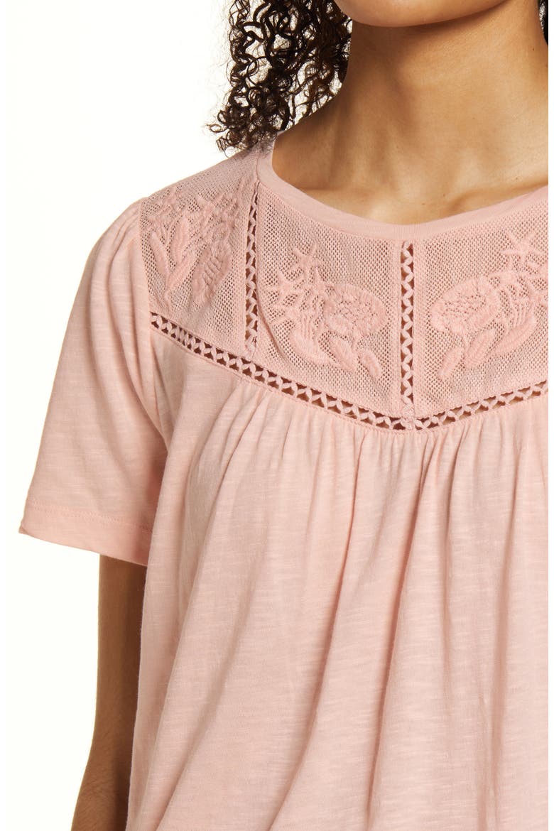 Embroidered Yoke Tee, Alternate, color, PINK CHINTZ