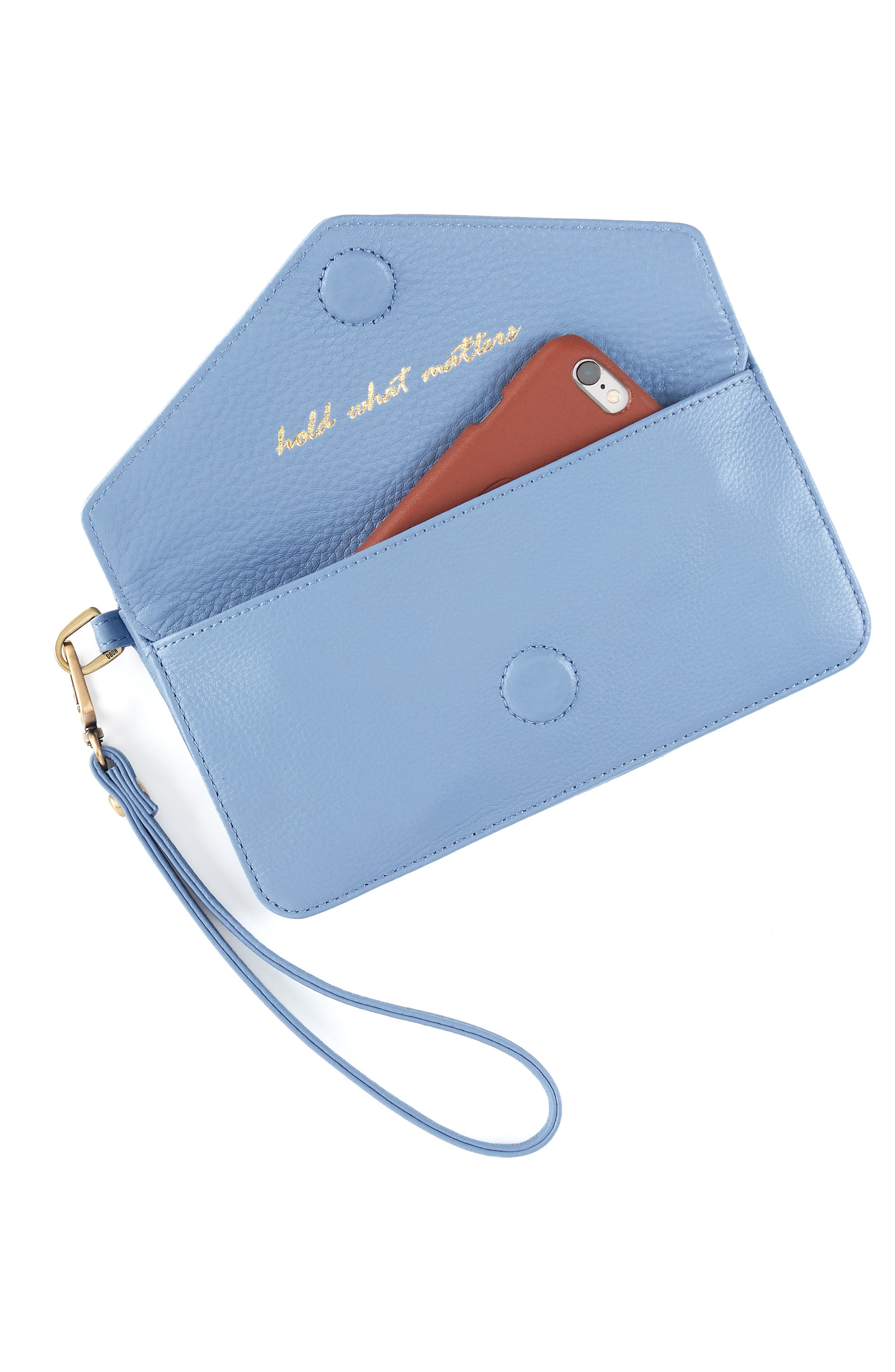 Goldie Leather Wristlet, Alternate, color, SEABREEZE