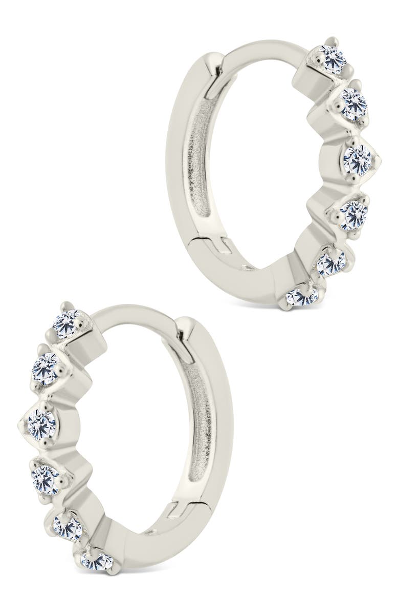 Sterling Forever Cassandra CZ Micro Hoop Earrings, Alternate, color, Silver