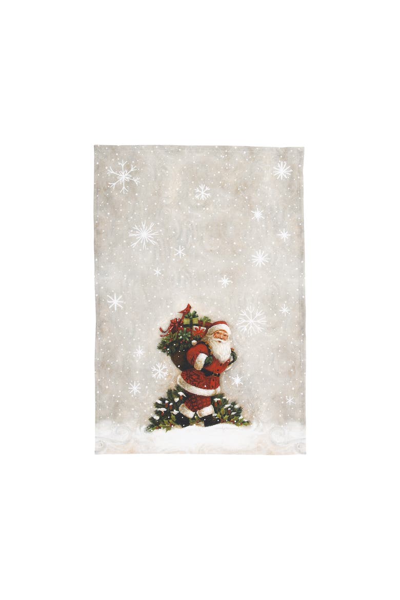 Woodland Santa Printed Towel, Main, color, White