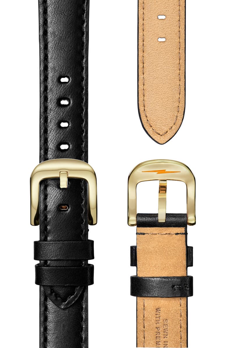 Shinola Runwell Leather Strap Watch, 36mm, Alternate, color, Black Mother Of Pearl