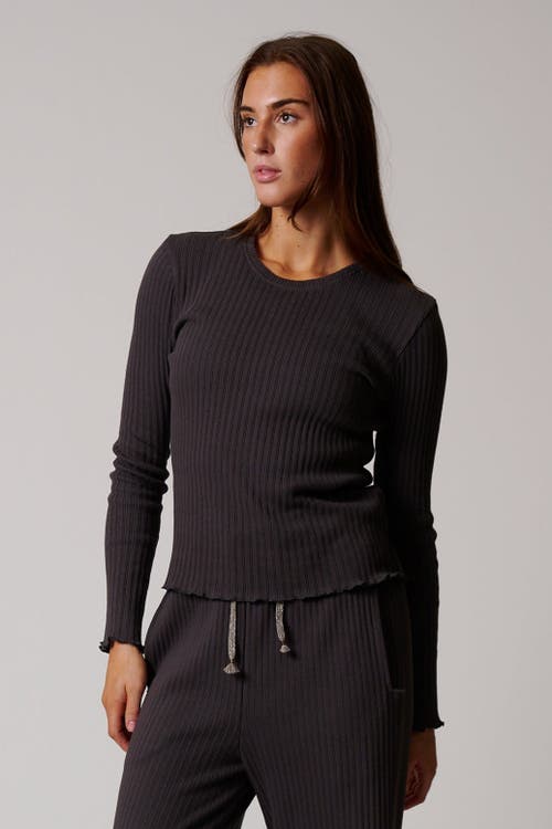 Leisure Lab Cotton Rib Long Sleeve In Charcoal