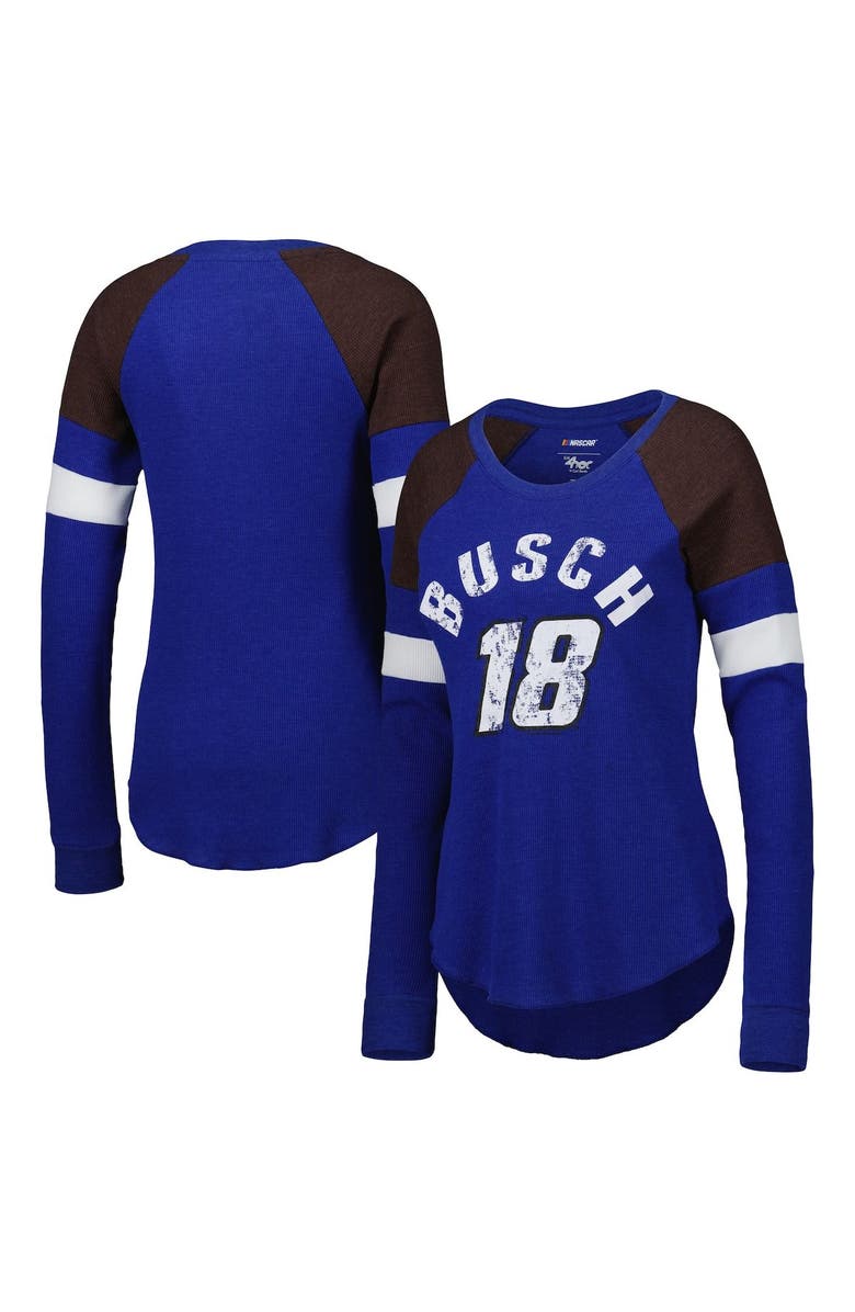 G-III 4HER BY CARL BANKS Women's G-III 4Her by Carl Banks Royal Kyle Busch Action Tri-Blend Thermal Raglan Long Sleeve T-Shirt, Main, color, Royal