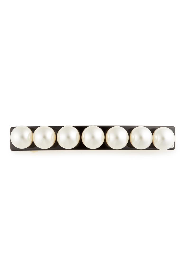 Imitation Pearl Barrette, Main, color, BLACK PEARL