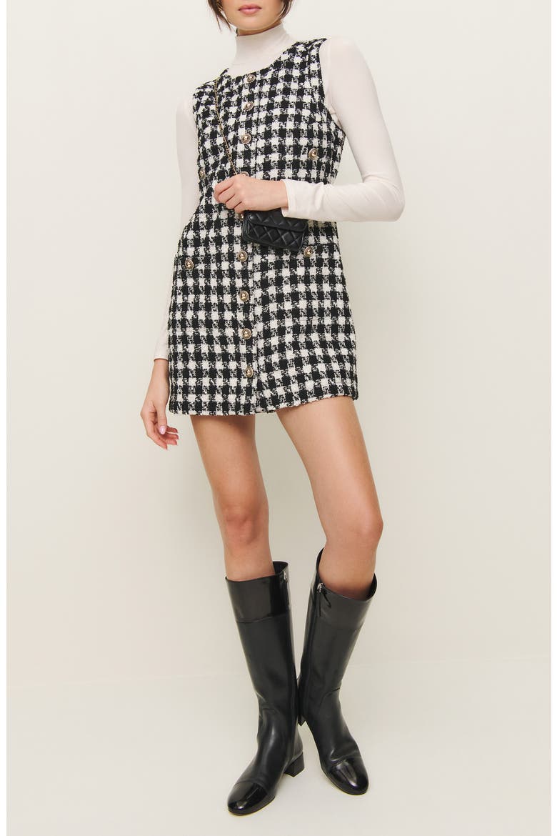 Tropez Tweed Shift Dress, Main, color, BLACK CHECK