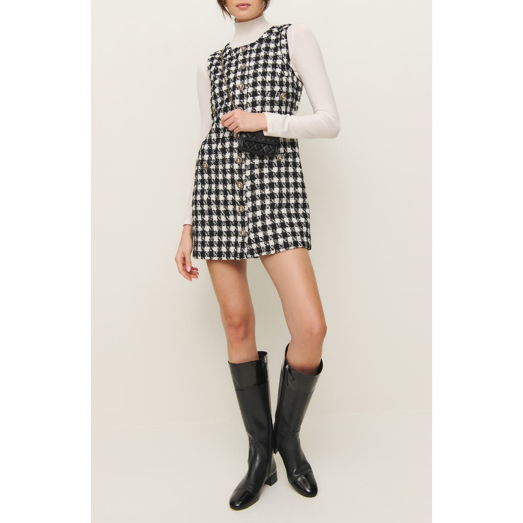 Reformation Tropez Check Tweed Shift Dress