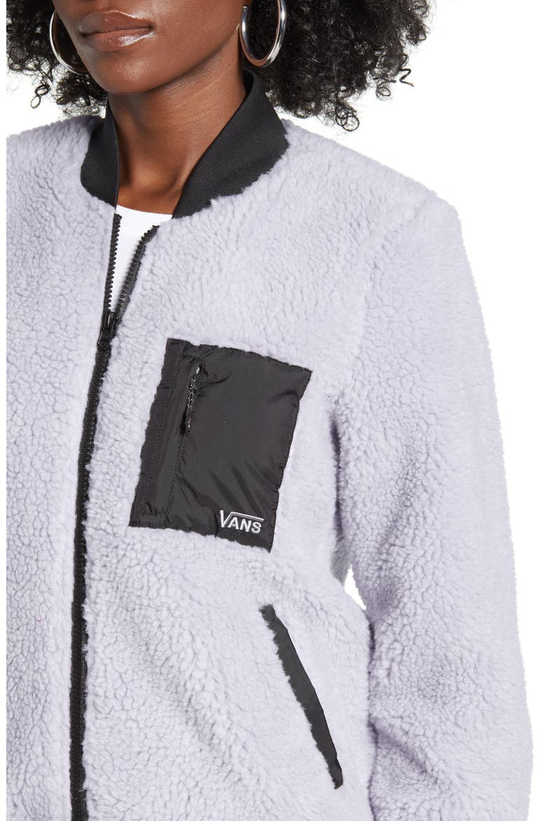 Misty Fog Faux Shearling Bomber Jacket, Alternate, color, LILAC GREY