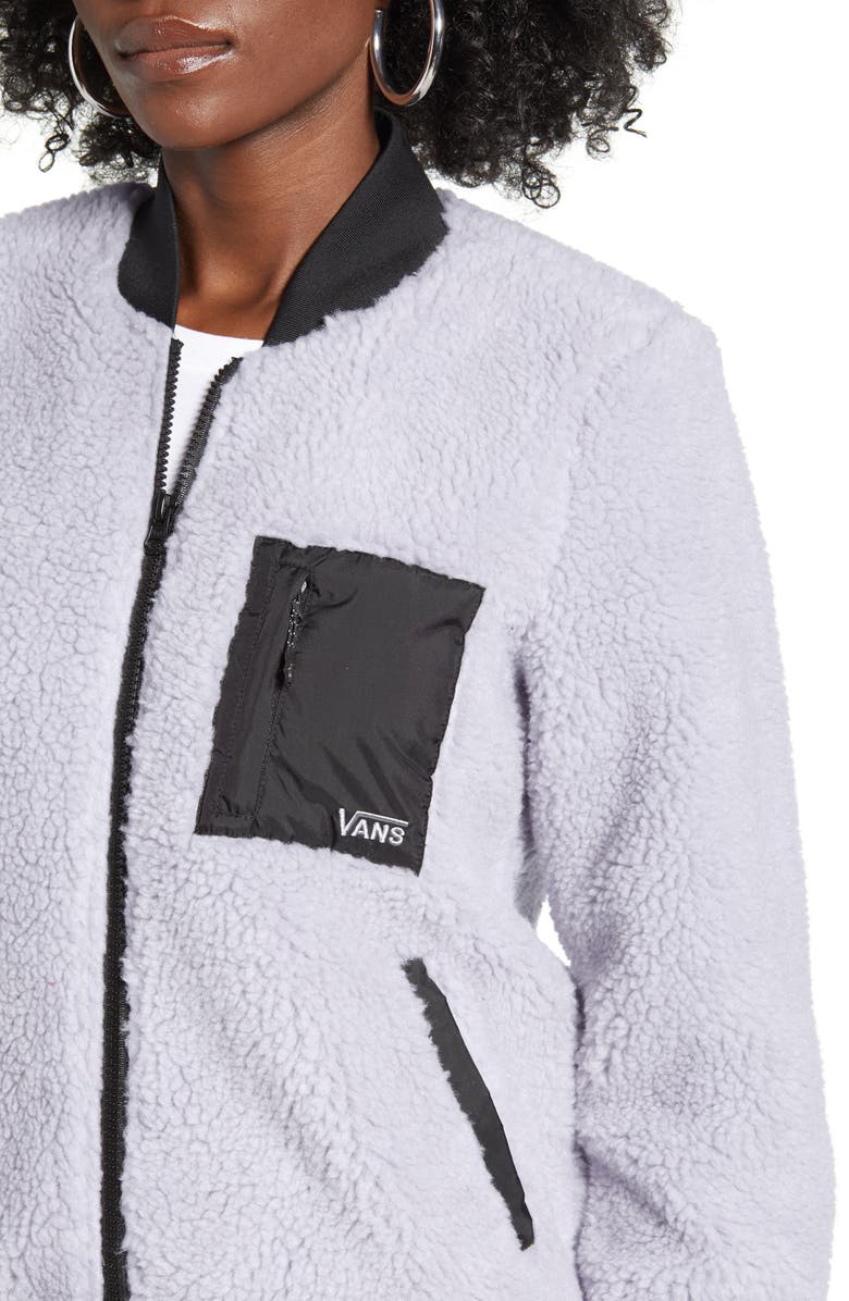 Vans Misty Fog Faux Shearling Bomber Jacket, Alternate, color,