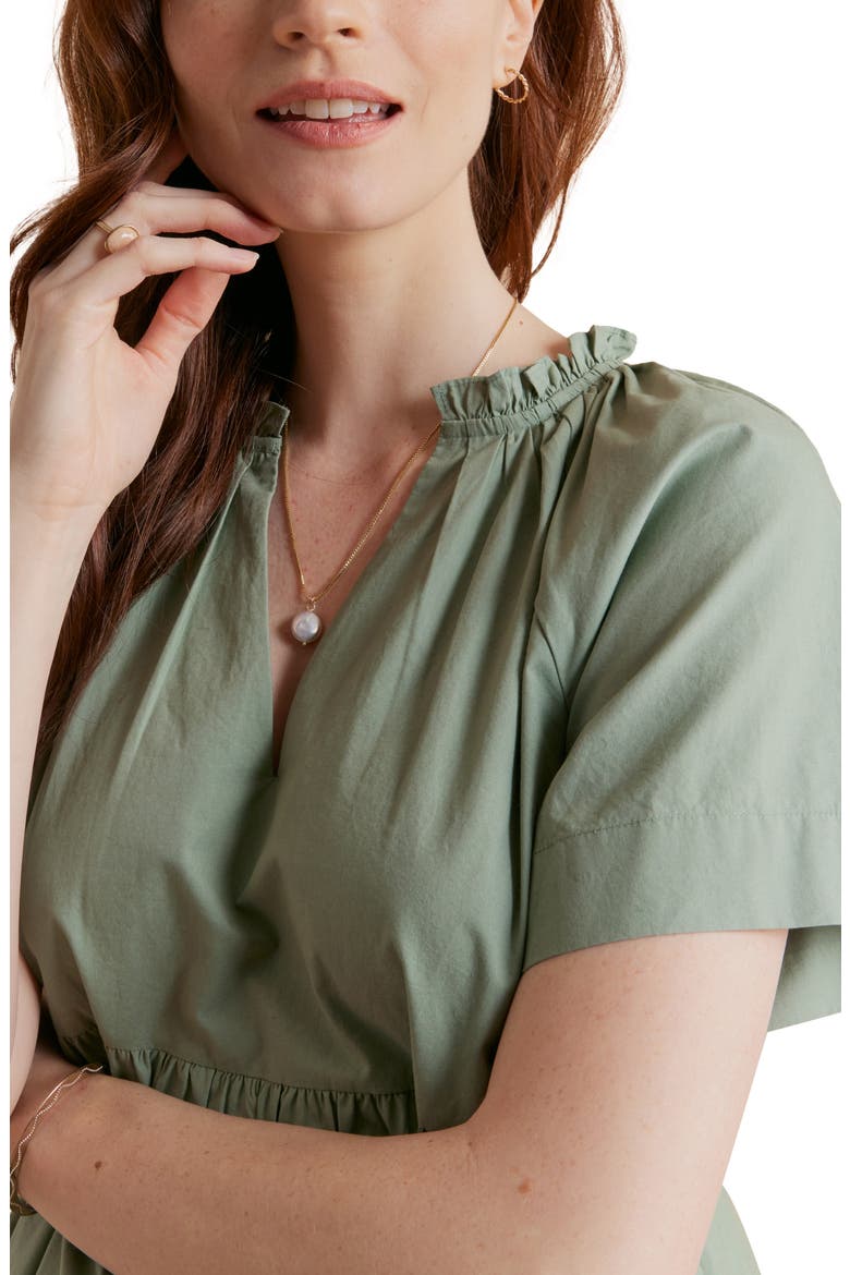 Tiered Cotton Maternity Dress, Alternate, color, DEEP SAGE