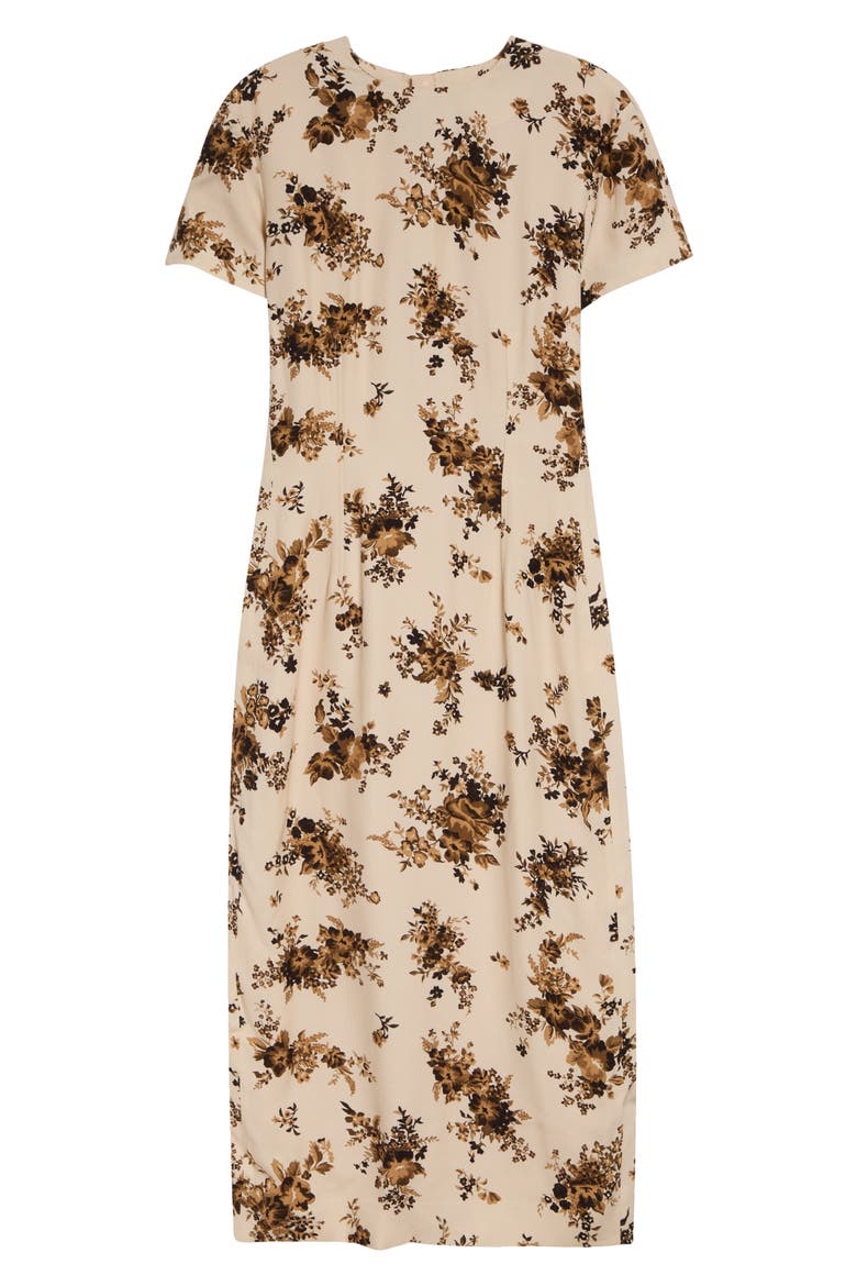 Envers Floral Satin Sheath Midi Dress, Main, color, PEONIA
