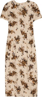 Jil Sander Envers Floral Satin Sheath Midi Dress