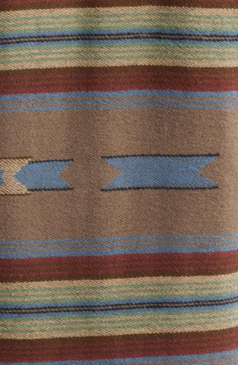 RVCA Dayshift Blanket Stripe Flannel Button-Up Shirt, Alternate, color, Mushroom