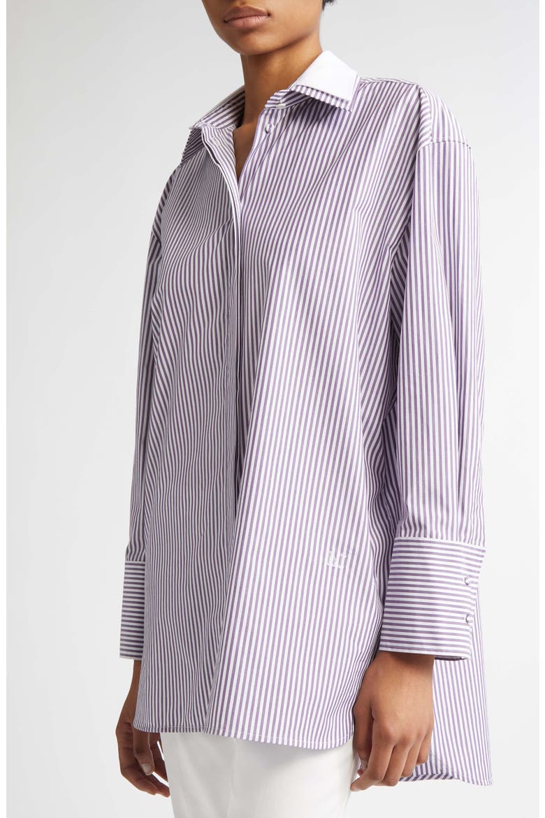 Tubinga Stripe Stretch Cotton Button-Up Shirt, Alternate, color, PURPLE