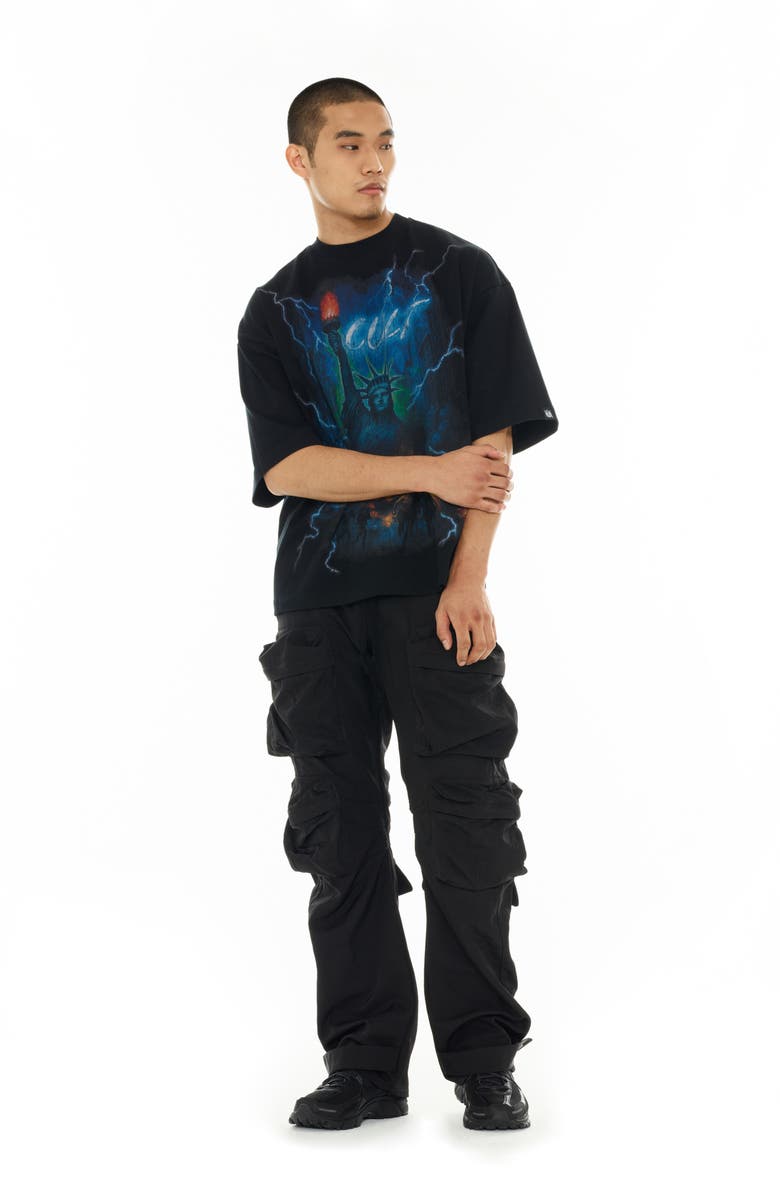 Cult of Individuality Big Apple Oversize Graphic T-Shirt, Alternate, color, Black