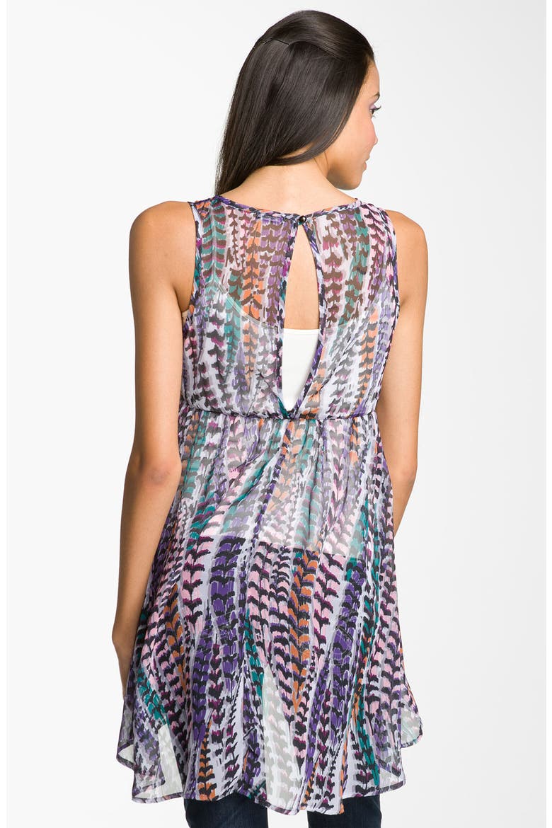 Print Sheer Chiffon Tunic, Alternate, color, GREY