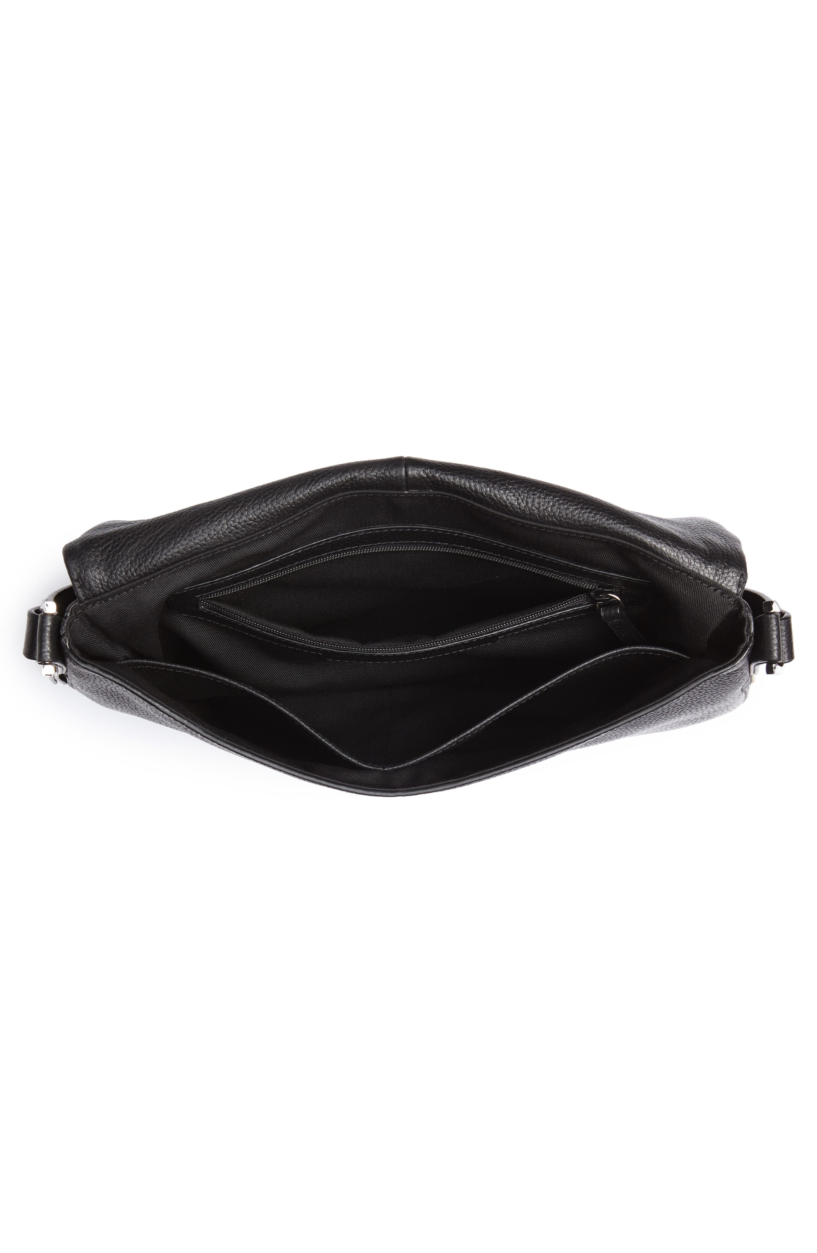 Kara Leather Expandable Crossbody Bag, Alternate, color, BLACK