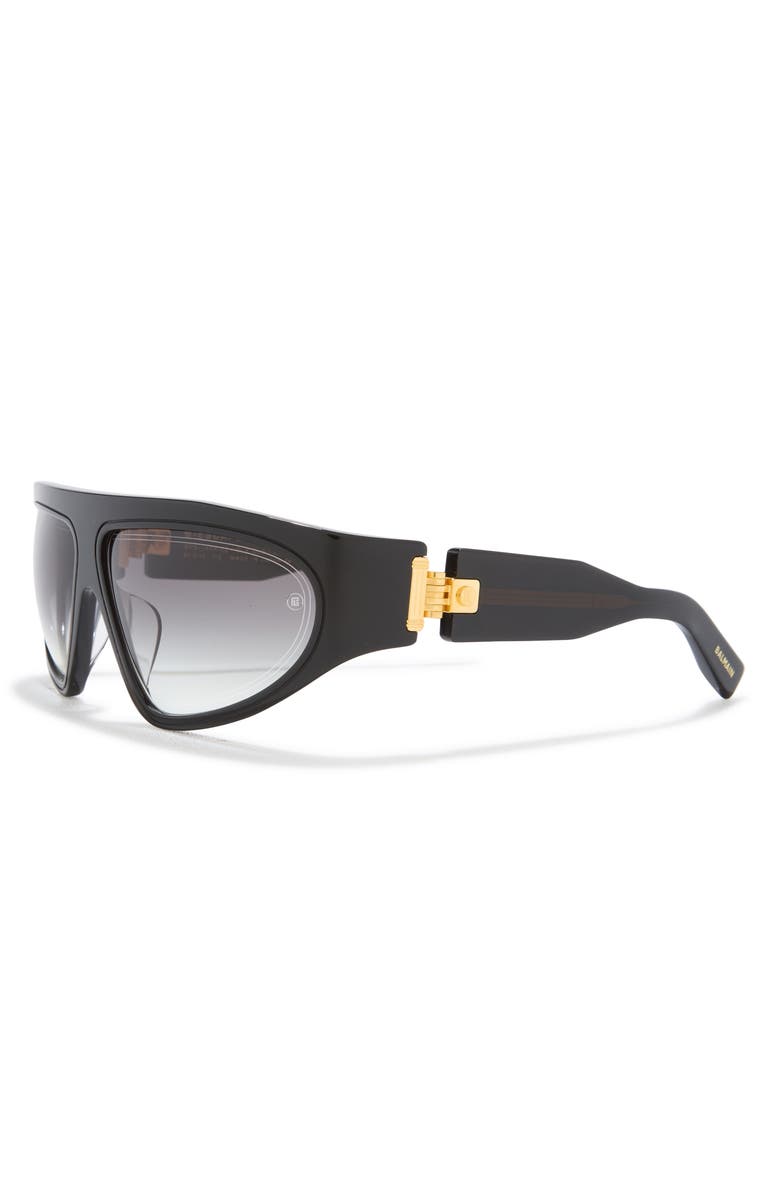 Balmain Novelty 62mm Shield Sunglasses, Alternate, color, Black Black Grey