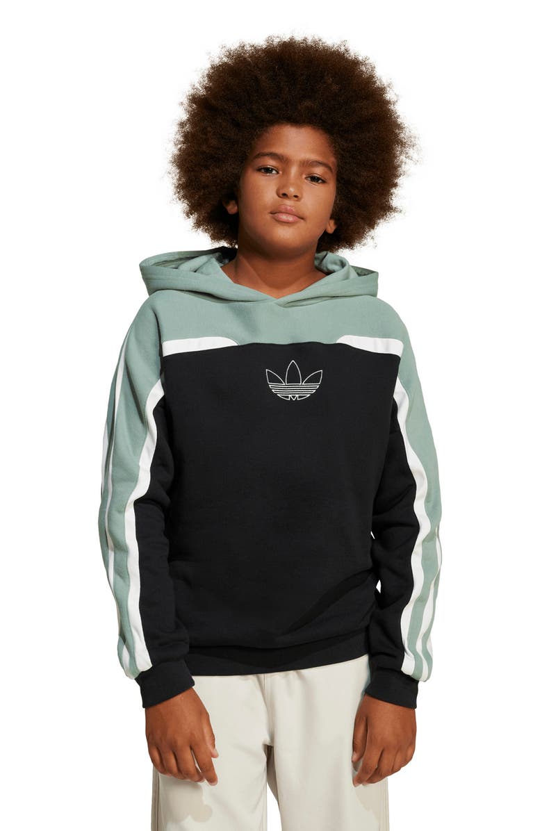 adidas Originals Kids' Trefoil Embroidered Cotton French Terry Hoodie, Alternate, color, 