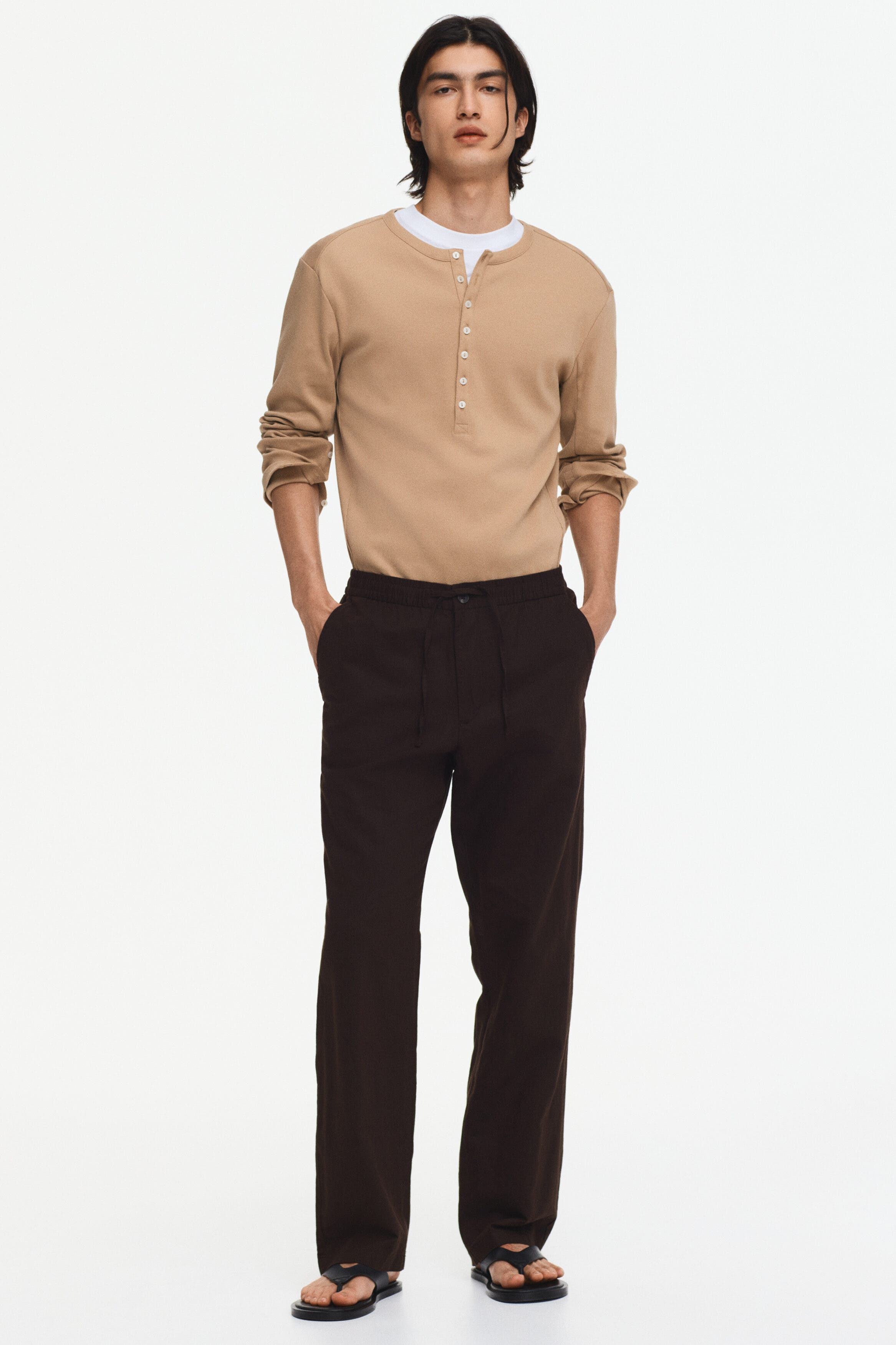 Regular-fit linen-blend pants - image 5