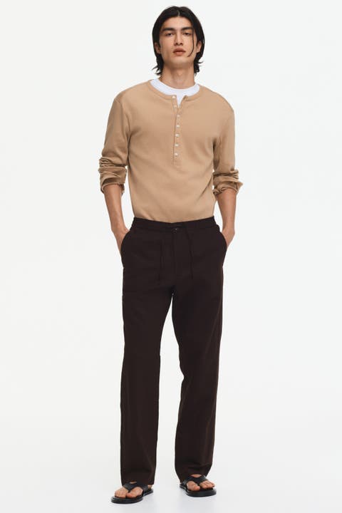 Regular-fit linen-blend pants