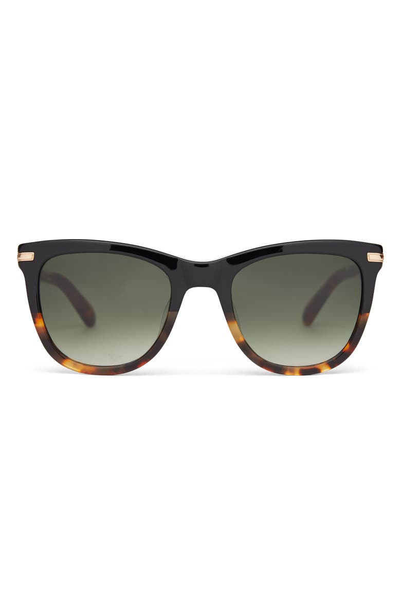 TOMS Victoria 53mm Square Sunglasses, Main, color, Black Tort Fade/ Shiny Gold