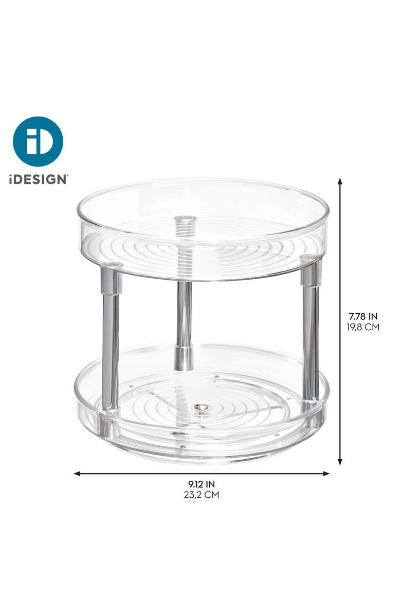 iDesign 9-Inch Plastic 2-Tier Lazy Susan - Set of 2 - Clear/Chrome, Alternate, color, Clear