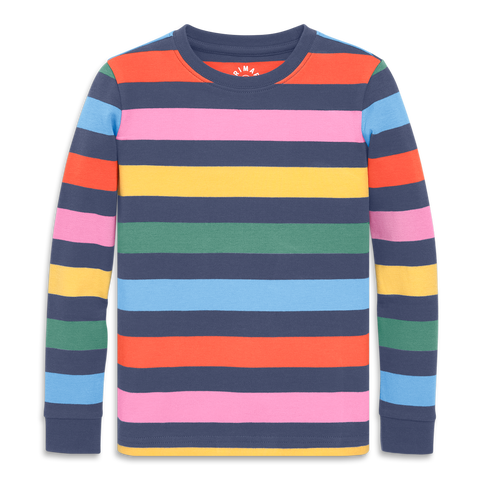 Kids Organic Long Sleeve Pj Top In Stripe