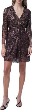 French Connection Emille Sparkle Long Sleeve Sequin Sheath Dress