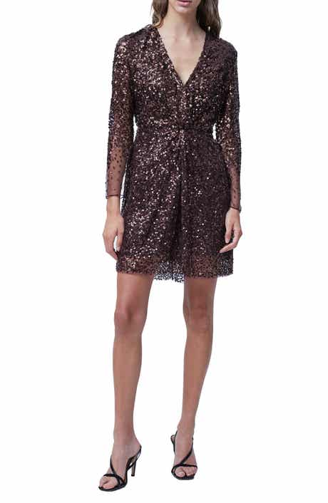 French Connection Emille Sparkle Long Sleeve Sequin Sheath Dress