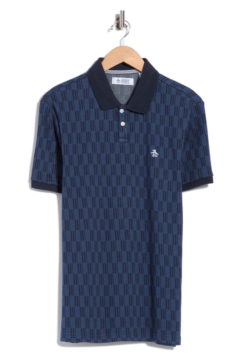Jacquard Rectangle Geo Polo, Alternate, color, DARK SAPPHIRE