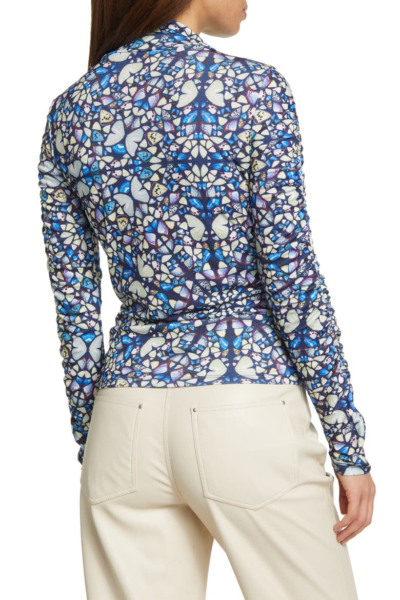 Gianie Gathered Skinny Long Sleeve Top, Alternate, color, MID BLUE