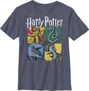 HARRY POTTER Boy's Harry Potter Hogwarts Houses Vintage Collage  Graphic T-Shirt