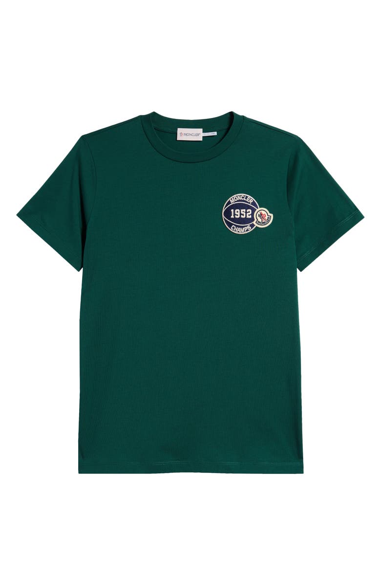 Moncler Kids' Football Motif Logo Patch T-Shirt, Main, color, 