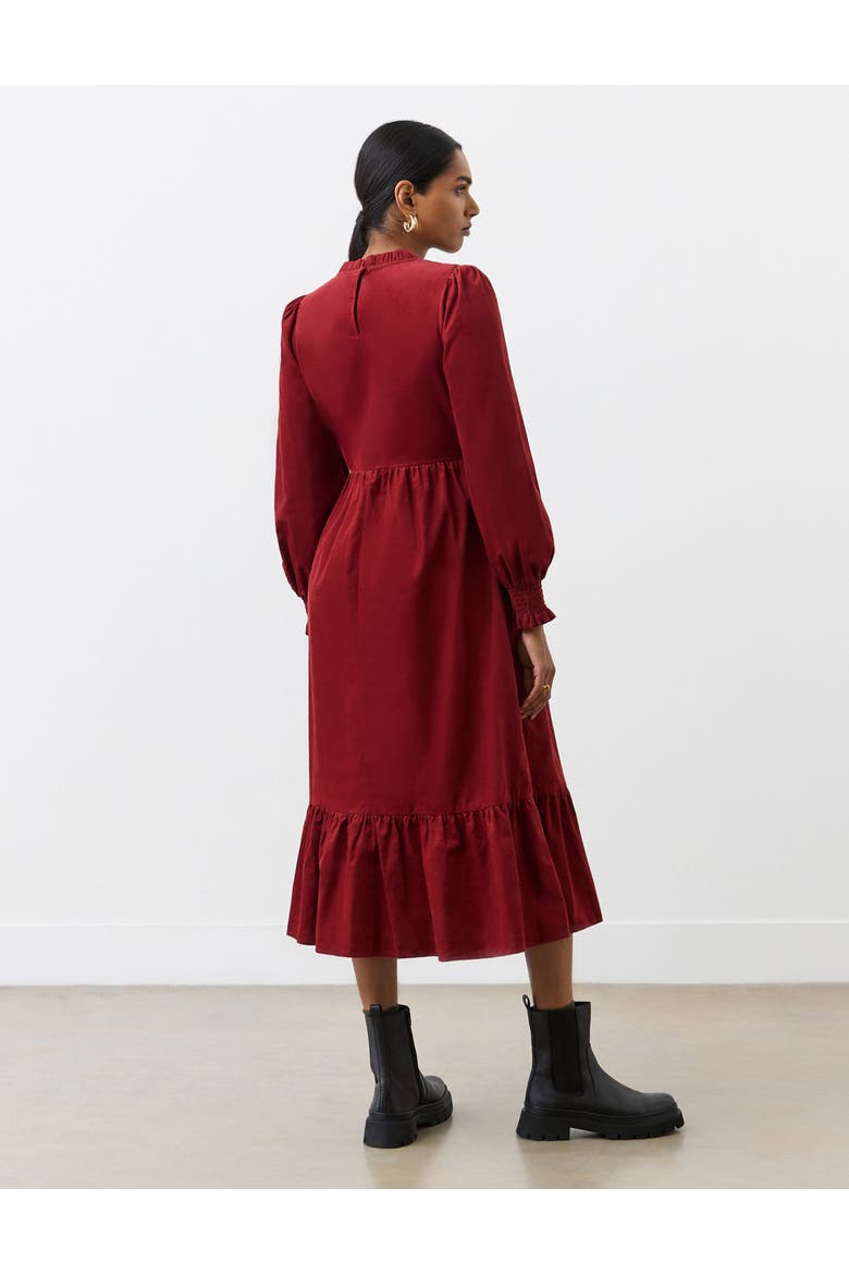 Esme Long Sleeve Corduroy Midi Dress, Alternate, color, Rust