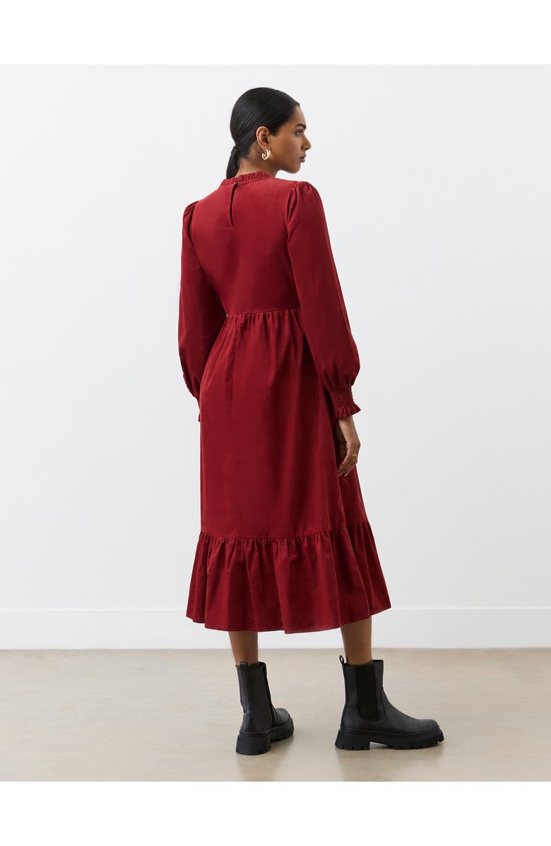 Finery London Esme Long Sleeve Corduroy Midi Dress, Alternate, color, Rust