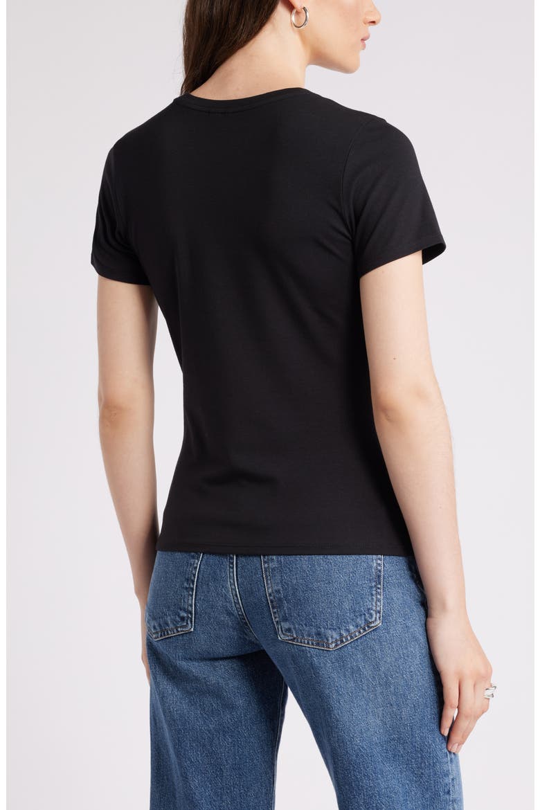 Pima Cotton Blend Crewneck T-Shirt, Alternate, color, BLACK