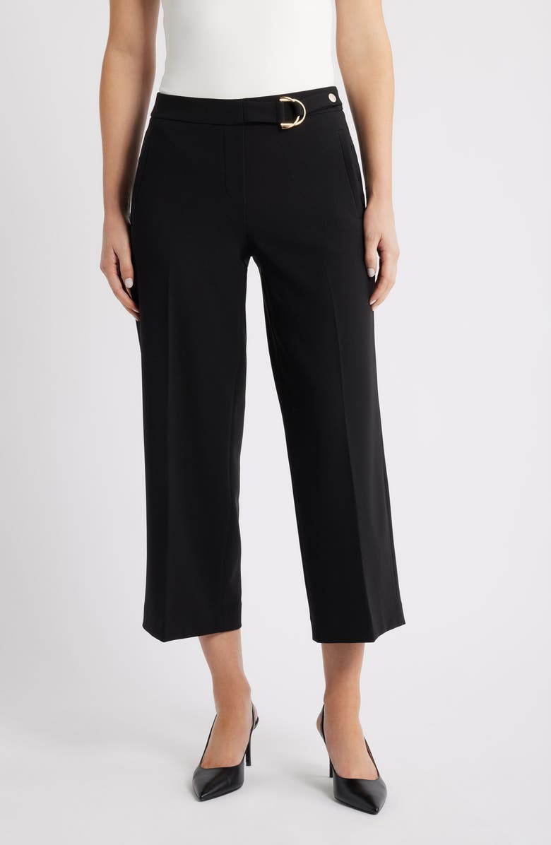 Anne Klein Pull-On Crop Wide Leg Pants, Main, color, Anne Black
