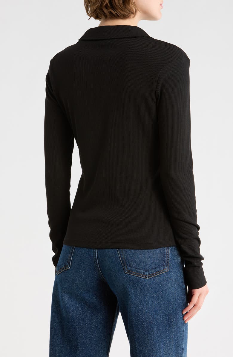 Sanctuary Johnny Collar Long Sleeve Button-Up Top, Alternate, color, Black