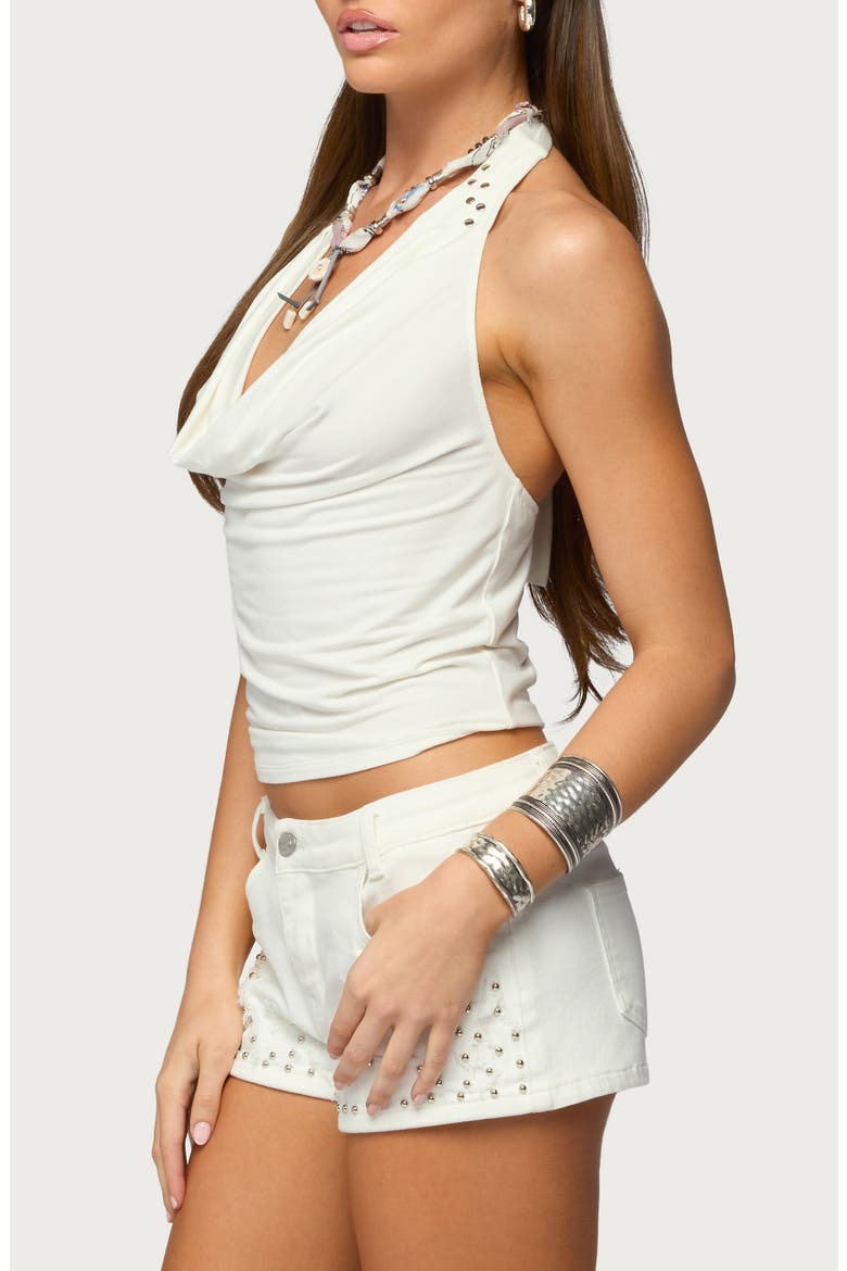 Audrie Cowl Neck Halter Top, Alternate, color, WHITE
